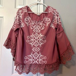 Cato Pink Lace Design Top Size L